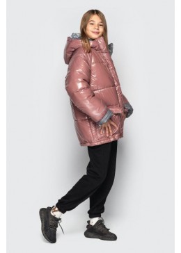 Cvetkov розово-серая зимняя куртка для девочки Камилла